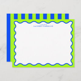 Invitación Neon Lime & Electric Blue Wavy Note Card