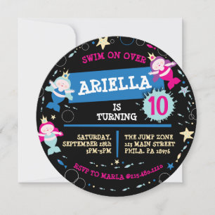 Invitación NEON Mermaid Sea Life Fish Starfish Fiesta de cump