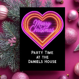 Invitación Neon Merry Christmas Fiesta