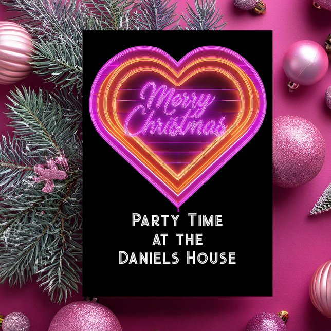 Invitación Neon Merry Christmas Fiesta (Subido por el creador)