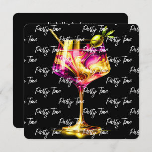 Invitación Neon Modern Fiesta Time Personalizado