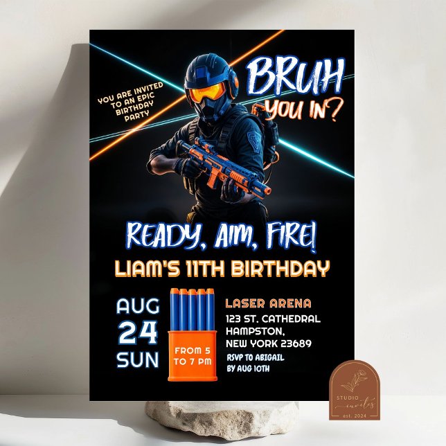 Invitación Neon Nerf Battle Dart Juego de armas Nacimiento (Subido por el creador)