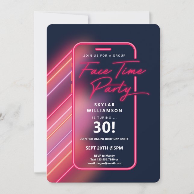 Invitación Neon Nightlife Vibe Grupo en línea Video Chat Fies (Anverso)