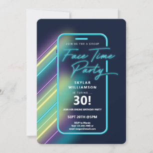 Invitación Neon Nightlife Vibe Grupo en línea Video Chat Fies