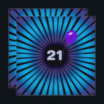 Invitación Neon Optical Illusion 21st Birthday Fiesta<br><div class="desc">Diseño de vórtice de la ilusión óptica de neón contemporáneo en negro con un globo violeta para fiesta de 21 años</div>