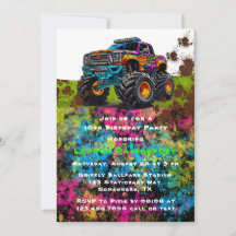 Neon Paint Monster Truck Boy Fiesta de Cumpleaños