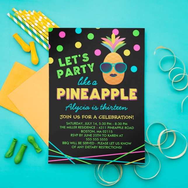 Invitación Neon Pineapple Birday Party (Subido por el creador)