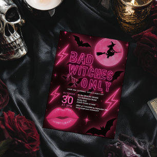 Invitación Neon Pink Bad Wites Chicas de Halloween fuera de l