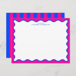 Invitación Neon Pink & Electric Blue Wavy Note Card