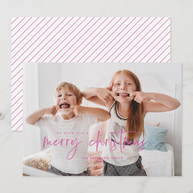 Invitación Neon Pink hace a los espíritus brillantes Navidade (Anverso / Reverso)