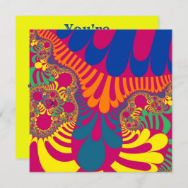 Invitación Neon Pink Rainbow Mod