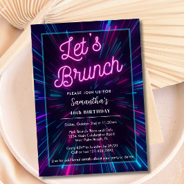 Invitación Neon Pink y Black Vamos a Brunch a cualquier Fiest
