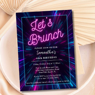 Invitación Neon Pink y Black Vamos a Brunch a cualquier Fiest