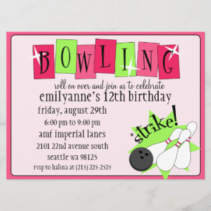 Invitación Neon Pink y Green Totalmente Retro Bowday P