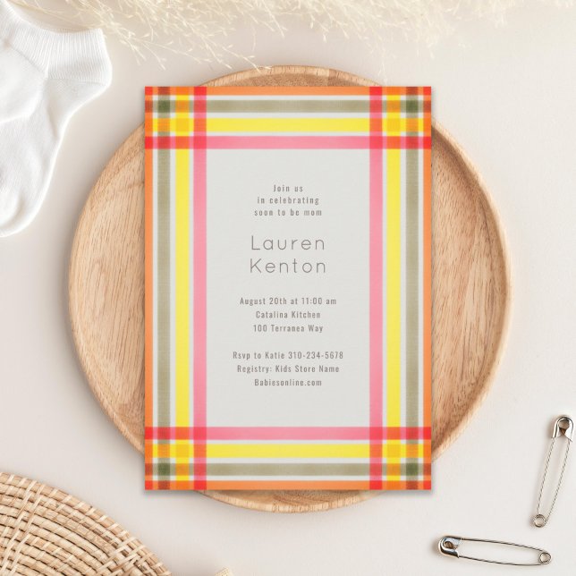 Invitación Neon Plaid Baby Shower (Subido por el creador)
