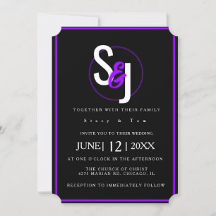 Invitación Neon Purple Modern Glam Glow Boda Suite