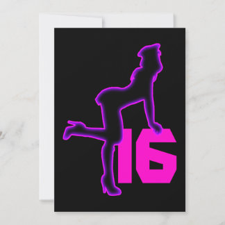 Invitación Neon Retro Pinup Morple Sweet 16 Cumpleaños