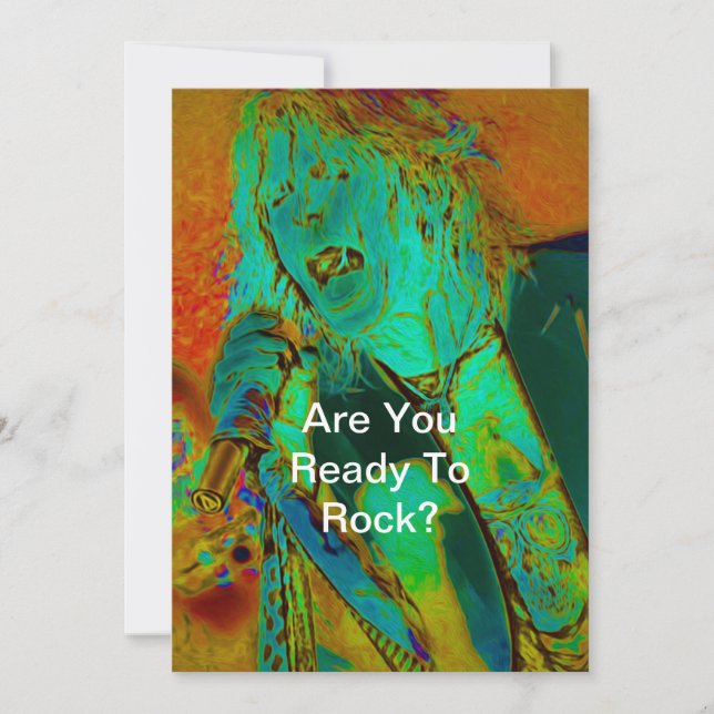 Invitación Neon Rock Singer (Anverso)