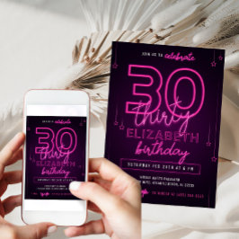 Invitación Neón rosa 30 Fiesta de cumpleaños vamos a lucir lo