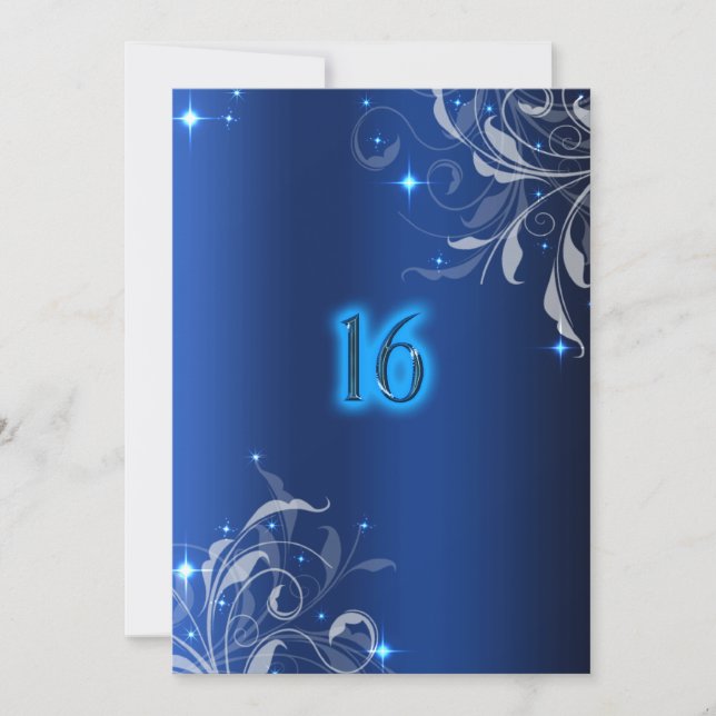 Invitación Neon, Royal Blue, Personalizado Sweet 16 Invitacio (Anverso)