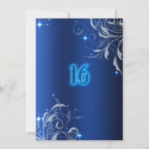 Invitación Neon, Royal Blue, Personalizado Sweet 16 Invitacio