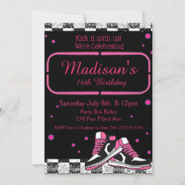 Invitación Neon Sneaker Birthday, Purpurina
