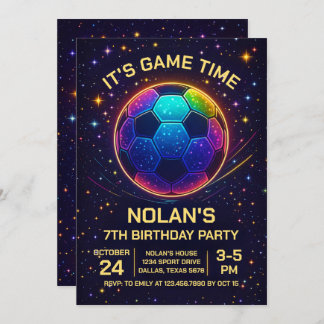 Invitación Neon Soccer Birthday Invitation