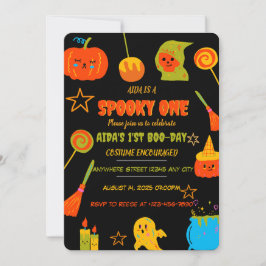 Invitación Neon Spooky One First Birday Invitation