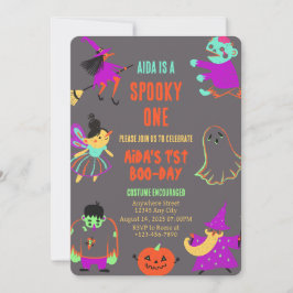 Invitación Neon Spooky One First Birday Invitation