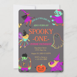 Invitación Neon Spooky One First Birday Invitation
