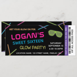 Invitación Neon Sweet 16 Birthday Glow Fiesta