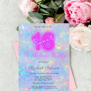 Invitación Neon Sweet Holográfico Irlandés Moderno 16