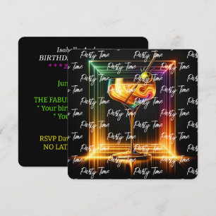 Invitación Neon Trendy Time Personalizada