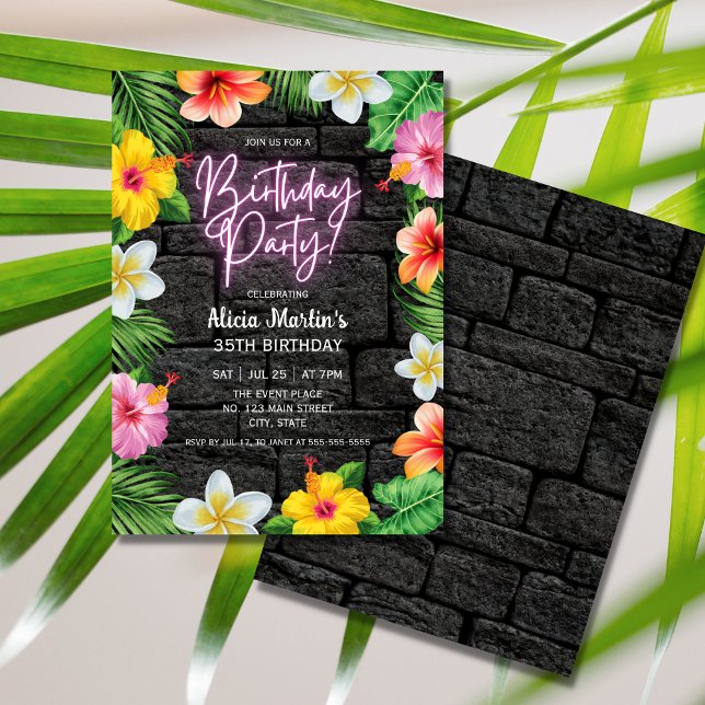 Invitación Neon Tropical Forest Summer Hawaii (Subido por el creador)