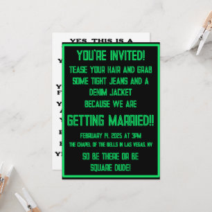 Invitación Neón verde sobre negro