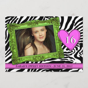 Invitación Neon verde y rosa dulce dieciséis