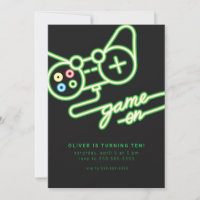 Neon Video Game Birthday Invitation