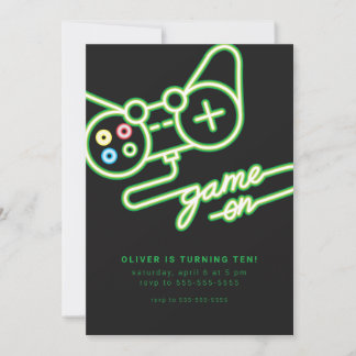 Invitación Neon Video Game Birthday Invitation