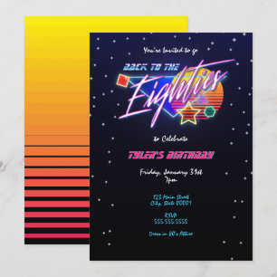 Invitación Neon Volver a los Ochenta