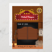 Neon Wild West Cowboy Partido de Graduación Invi