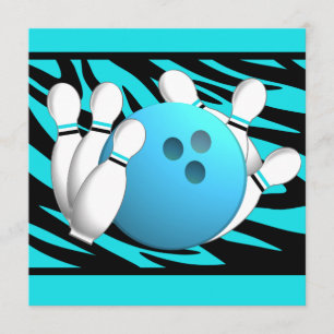 Invitación Neon Zebra Stripe Bowling Fiesta