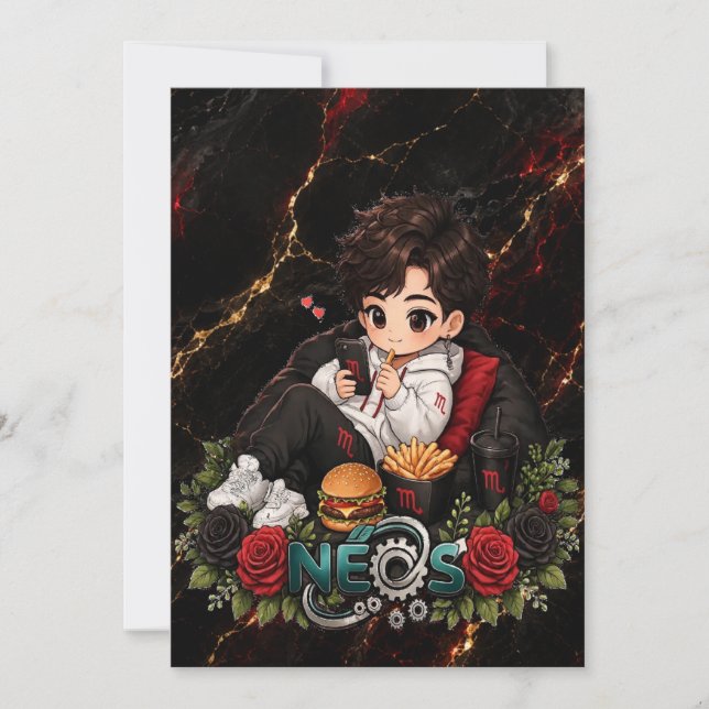 Invitación Neos Kawaii Zodíaco Escorpio (Anverso)