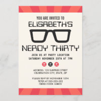 Nerviosa fiesta de cumpleaños de treinta con gafas