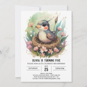 Invitación Nest Bird Editable Birday