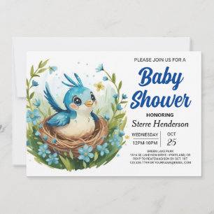 Invitación Nest Bohemian Whimsical Bird Boy Baby Shower