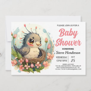 Invitación Nest Elegant Boho Bird Baby Shower