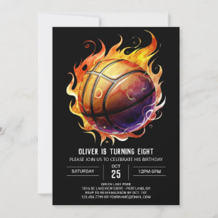 Invitación Neto Deportivo Naranja Baloncesto Cumpleaños