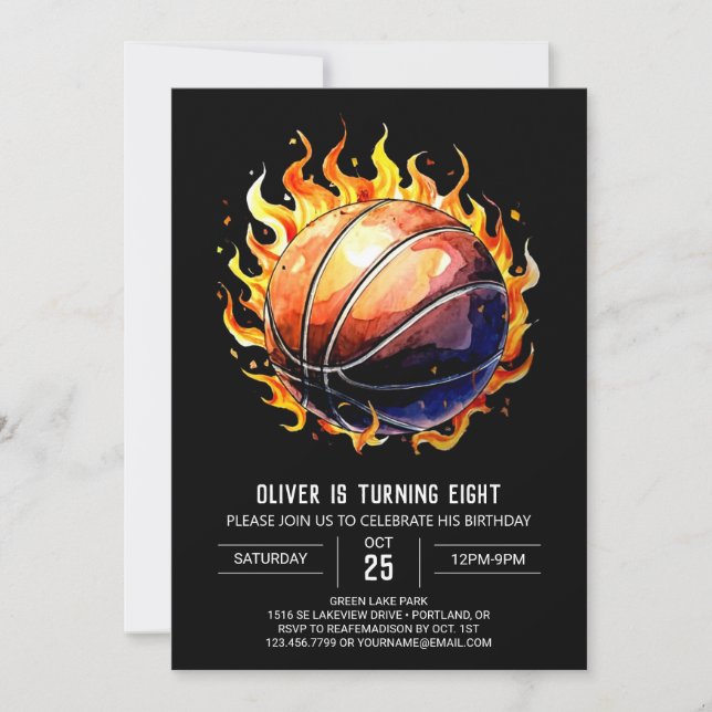 Invitación Neto Personalizado Imprimible Baloncesto Cumpleaño (Anverso)