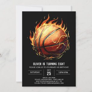 Invitación Neto Watercolor Editable Basketball Cumpleaños