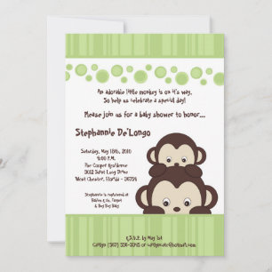 Invitación Neutra Baby Shower de mono pop verde 5x